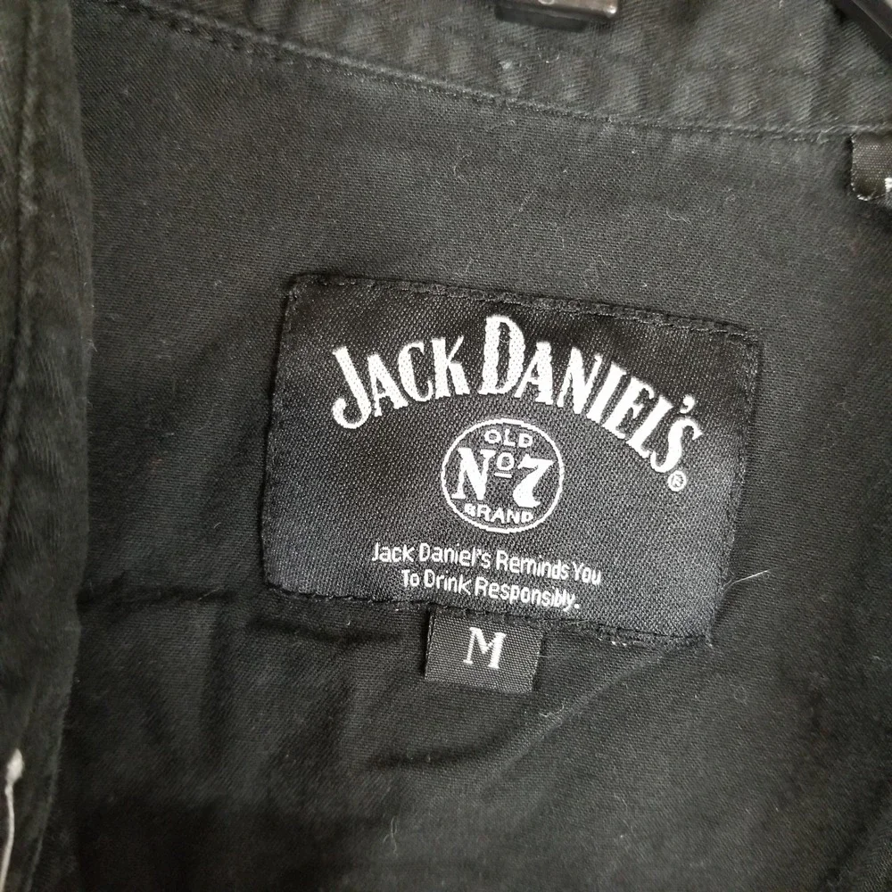 Jack Daniels Old No 7 Western Pearl Snap Shirt Mens Medium Black Embroidered L/S